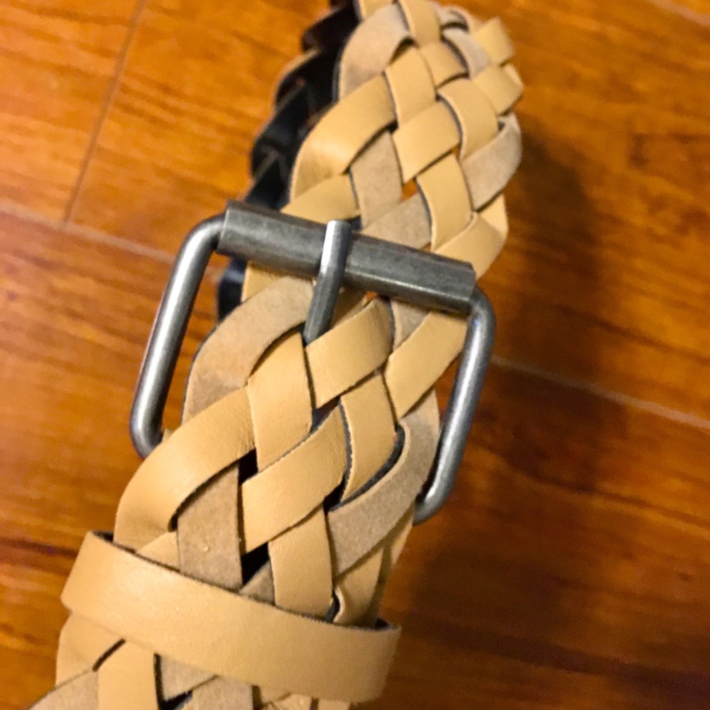 Tan belt with silver buckle